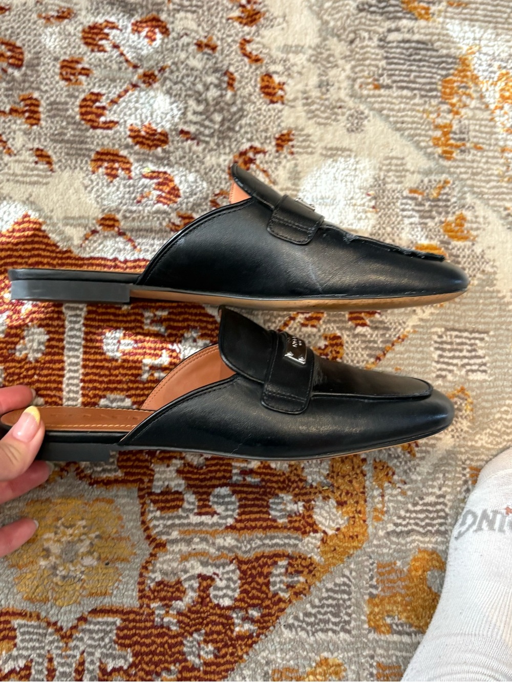 Coach Black Leather Slip-On Loafers with Tan Insole - Picture 8 of 10